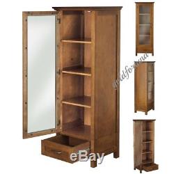 Floor Curio Cabinet Display Storage Case Drawer Glass Door