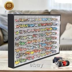 1/64 Diecast Hot Toy Car Display Case 56 Slot Wall Mount Storage Cabinet Rack