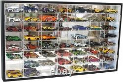1/64 Scale Diecast Car Display Case 56 Slots Wall Mount Cabinet UV Protection