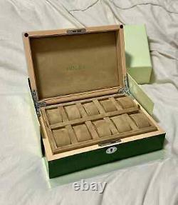 1 X Rolex Watch Box Case Storage Multi 10 Watch Green Display