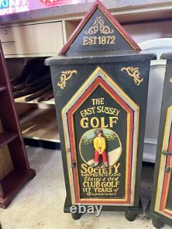 1-vintage East Sussex Golf Society Storage Display Case Cabinet 38x 14.5x 10