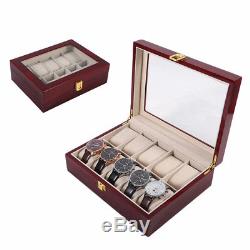 10 Grids Watch Box Display Case Jewelry Collection Storage Organizer UK UKED