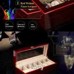 10 Grids Wooden Watch Jewelry Display Box Storage Organizer Glass Case