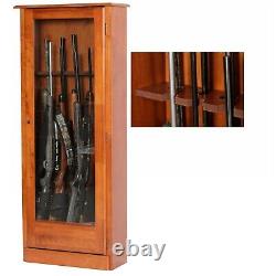 10 Gun Safe Cabinet Lock Storage Locker Brown Tall Wood Shelf Rack New