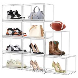 10 Pack Acrylic X-Large Sneaker Shoe Storage Display Case Shoe Boxes Clear Pl