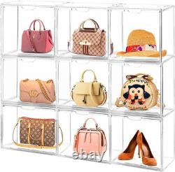10Pack Purse Organizer for Closet Clear Acrylic Display Case Handbag Storage