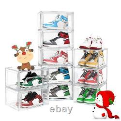 10Pack Shoe Display Case, Shoe Boxes Clear Stackable Sneaker Storage Box Clos