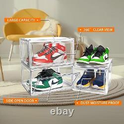 10Pack Shoe Display Case, Shoe Boxes Clear Stackable Sneaker Storage Box Clos