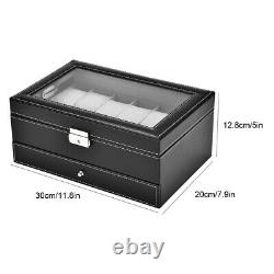 12 Grids Dual Layers Watch Display Storage Case Watch Jewelry Box GIB