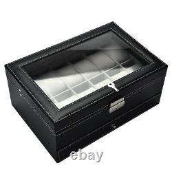 12 Grids Dual Layers Watch Display Storage Case Watch Jewelry Box GIB