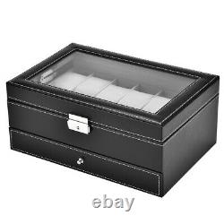 12 Grids Dual Layers Watch Display Storage Case Watch Jewelry Box GIB