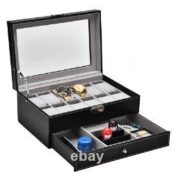 12 Grids Dual Layers Watch Display Storage Case Watch Jewelry Box GIB