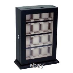 12 Slot Black Wood Watch Display Wall Hanging Case Storage Organizer Box Stand