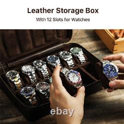12 Slot Genuine Leather Watch Display Storage Box Watch Case Watch Organizer Box