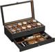 12 Slot Watch Box 2 Layers Solid Wood Display Case Jewelry Storage Box Organizer