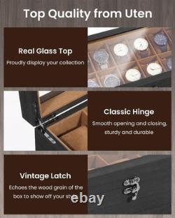 12 Slot Watch Box 2 Layers Solid Wood Display Case Jewelry Storage Box Organizer