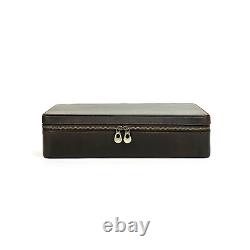 12-Slot Watch Storage Box Travel Display Case Vintage Genuine Leather Coffee