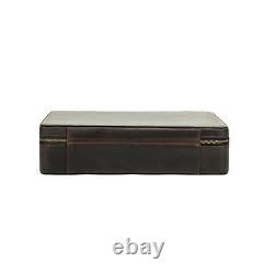 12-Slot Watch Storage Box Travel Display Case Vintage Genuine Leather Coffee