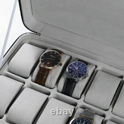 12 Slot Zipper Watch Box Storage Display Case Pu Leather Portable Organizer Bag