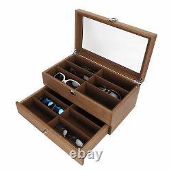 12 Slots Glasses Box Wooden Glasses Storage Display Case Organizer Gift Supply