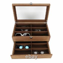 12 Slots Glasses Box Wooden Glasses Storage Display Case Organizer Gift Supply