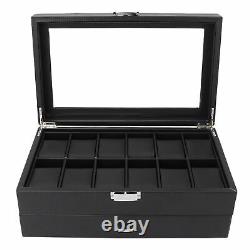 12 Slots Watch Storage Box Jewelry Bracelet Watches Organizer Display Case Gift