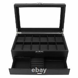 12 Slots Watch Storage Box Jewelry Bracelet Watches Organizer Display Case Gift