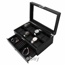 12 Slots Watch Storage Box Jewelry Bracelet Watches Organizer Display Case Gift