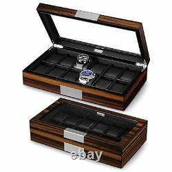 12 Watch Box for Men Watch Display Case Wood Luxury Watch Box with Large