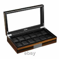 12 Watch Box for Men Watch Display Case Wood Luxury Watch Box with Large