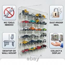 164 Scale Car Display Case Acrylic Showcase Storage Organizer 2 Pack Dustproof