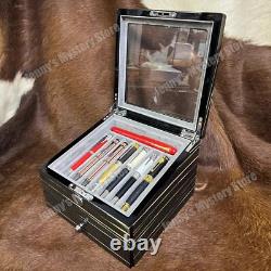 17 Slot Wood Flip Fountain Pen Storage Box Pen Display Organizer Collector Case