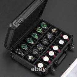 18-Slot Aluminum Watch Case Display Box Storage Organizer Lockable Travel Case