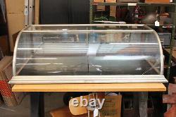 1900s Antique 48 Curved Front Nickel Counter Top Showcase General Store Dixon