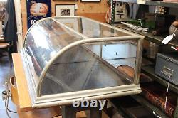 1900s Antique 48 Curved Front Nickel Counter Top Showcase General Store Dixon