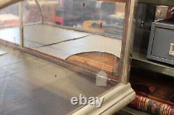 1900s Antique 48 Curved Front Nickel Counter Top Showcase General Store Dixon