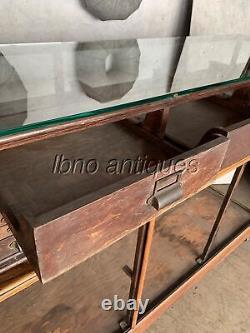 1900s RARE HABERDASHERY/MERCANTILE LARGE TABLE TOP DISPLAY-STORAGE GLASS CASE LG
