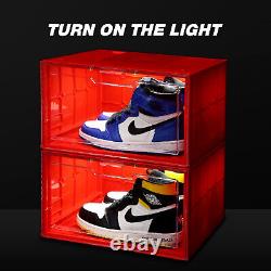 1Pc/4Pcs LED Shoe Box Drop Side Stackable Light Up Sneaker Display Storage Cases