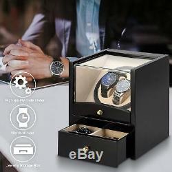 2+2 Automatic Luxury Wood Watch Winder Display Box Organizer Storage Case