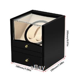 2+2 Automatic Luxury Wood Watch Winder Display Box Organizer Storage Case