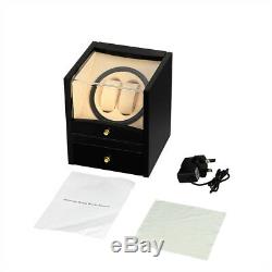 2+2 Automatic Luxury Wood Watch Winder Display Box Organizer Storage Case