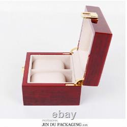 2/3/5/6 Slots Red Watch Box Display Case Organizer Wood Glass Storage Box Solid