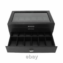 2 Layer Watch Storage Case 24 Grids Jewelry Display Organizer Box Show Case Gift