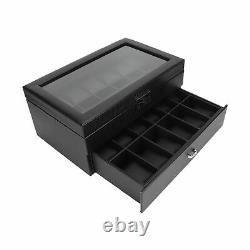 2 Layer Watch Storage Case 24 Grids Jewelry Display Organizer Box Show Case Gift