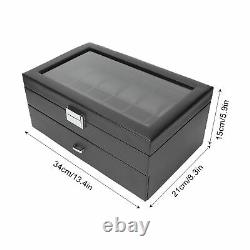 2 Layer Watch Storage Case 24 Grids Jewelry Display Organizer Box Show Case Gift