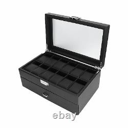 2 Layer Watch Storage Case 24 Grids Jewelry Display Organizer Box Show Case Gift