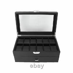 2 Layer Watch Storage Case 24 Grids Jewelry Display Organizer Box Show Case Gift