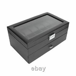 2 Layer Watch Storage Case 24 Grids Jewelry Display Organizer Box Show Case Gift