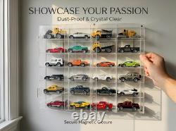 2 Pack Acrylic Display Case for Hot Wheels Diecast Cars Clear Toy Storage