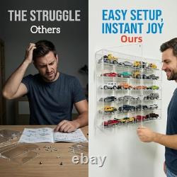 2 Pack Acrylic Display Case for Hot Wheels Diecast Cars Clear Toy Storage